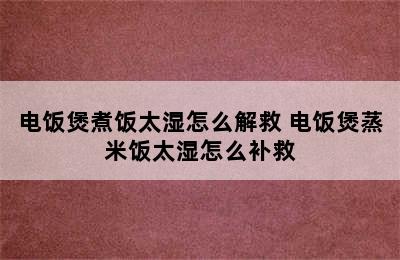 电饭煲煮饭太湿怎么解救 电饭煲蒸米饭太湿怎么补救